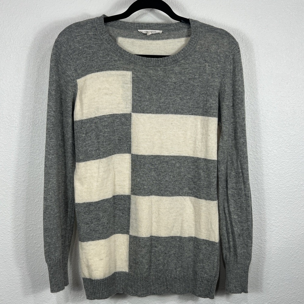 41 Hawthorn Sweater Colorblock Striped Angora Blend Grey Cream Womens Medium